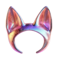 Iridescent Cat Ears Headband in Neon Style png