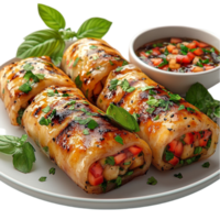 Vietnamese Fresh Spring Rolls with Dipping Sauce png