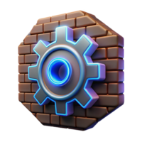 Neon Gear Mechanism on Brick Wall Settings, Configuration, System, Technology, Engineering, Industrial, Design, Interface, Cogwheel, Machine png