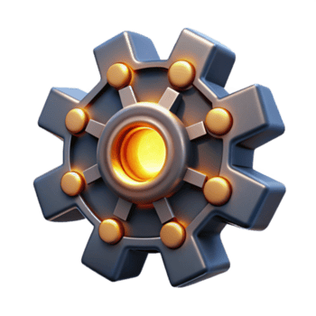 brilhando roda dentada mecânico engrenagem sistema, 3d render png