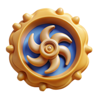 Abstract 3D Render Golden Fan in Circular Frame png