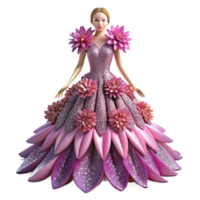 Doll in Sparkling Flower Gown A 3D Render png