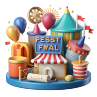 Carnival Fun Festive 3D Render of Amusement Park png