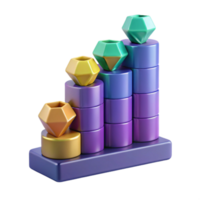 Growth Chart Visualizing Progress with Colorful Gems and Cylinders png