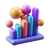 Colorful 3D Bar Graph Growth, Data Visualization, Chart, Abstract, Design, Illustration, Gradient, Sphere, Upward Trend png
