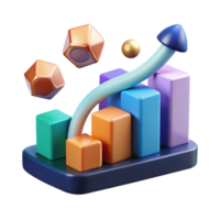 Growth Chart Upward Trend, Data Visualization, 3D Render png