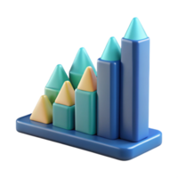 3D Ascending Blocks Data Visualization Chart png