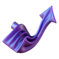 Abstract Purple Arrow 3D Render of a Flowing Upward Trend png