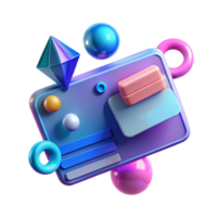 Abstract 3D Render Geometric Shapes, Gradient Colors png
