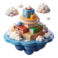 Floating Book Stack A 3D Render of Educational Imagination png
