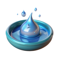 Liquid Drop in Bowl 3D Render of Water Droplets png