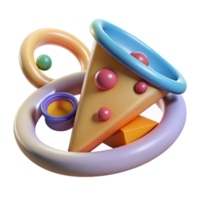 Abstract 3D Render Colorful Geometric Shapes and Rings png