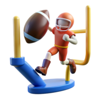 3D Render Football Player Scoring Touchdown png