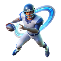 American Football Player in Motion Dynamic 3D Render png