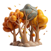 Autumnal Trees 3D Render of Fall Foliage png