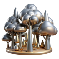 Metallic Forest A 3D Render of Abstract Trees png