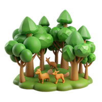 3D Render of Deer in a Low-Poly Forest png