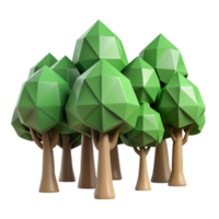 Low Poly Forest 3D Model of Geometric Trees png