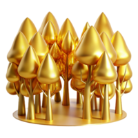 Golden Forest A 3D Render of Abstract Trees png