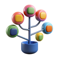 Colorful Abstract Tree 3D Render of Interconnected Nodes png