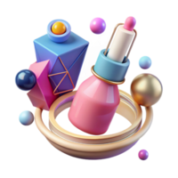 Abstract 3D Render Colorful Geometric Shapes and Bottle png
