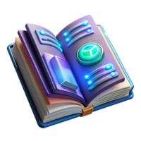 Interactive Digital Book Futuristic UI, Glowing Elements, 3D Render png