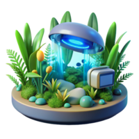 Futuristic Plant Growth System A 3D Render of a Technological Device Promoting Flora png