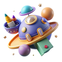 Cosmic Creativity A 3D Render of a Fun Spaceship png