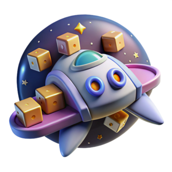 cosmico dado navicella spaziale 3d rendere di dado nel spazio png