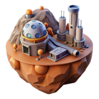 Futuristic Island Base 3D Render of Sci-Fi Settlement png