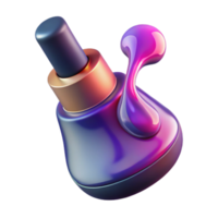 Iridescent Bottle with Dripping Liquid 3D Render png