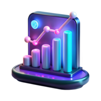 Data Growth Visualization 3D Chart, Upward Trend, Analytics png