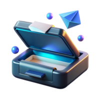 Unlocking Digital Treasures A 3D Render of an Open Treasure Chest with Glowing Gems png