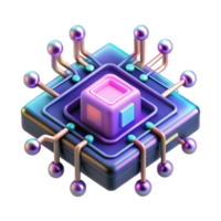 Abstract Microchip 3D Render of Futuristic Technology png