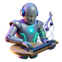 Robot Musician AI Composing Keyboard Performance png