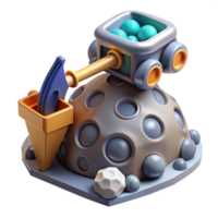 Lunar Mining Cart 3D Model of Celestial Resource Extraction png