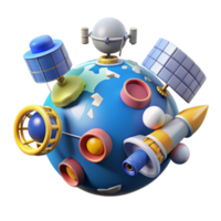 Satellite Network Orbiting Planet Space Exploration Visualization png