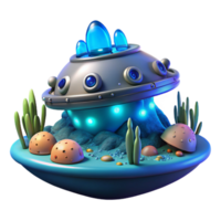Undersea UFO 3D Render of Spaceship on Ocean Floor png