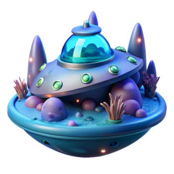 estrangeiro nave espacial desembarcou em uma surreal planeta png