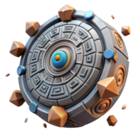 Ancient Relic Stone Sphere with Geometric Patterns png