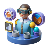Virtual Reality Data Analyst 3D Model Visualization png