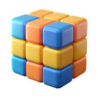Colorful 3D Cube Puzzle Block Stacking and Spatial Reasoning Challenge png