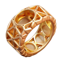 Geometric Gold Ring 3D-Printed Intricate Design png