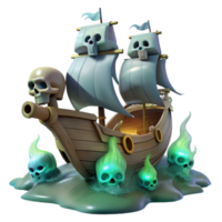 Ghost Ship Spooky Sailing Vessel with Spectral Flames png