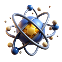 3D Model Atomic Structure with Orbiting Particles png