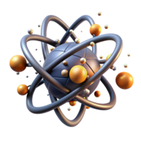 Atomic Structure 3D Model of Electron Orbits and Nucleus png
