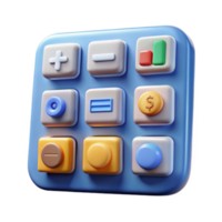Financial Calculator App UI 3D Buttons Icons png