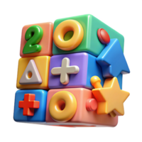 Colorful 3D Blocks Shapes, Numbers, and Early Learning png