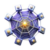 Abstract 3D Web Design Networked Sphere with Luminescent Nodes png