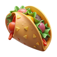 Cartoon Taco with Toppings 3D Render of Delicious Fast Food png